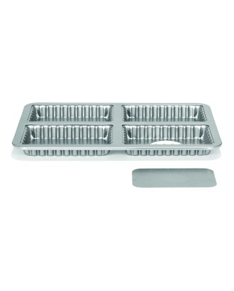 Forma pentru mini quiche, 4 cupe, baza detasabila, otel, 13cm, colectia SilverTop - PATISSE